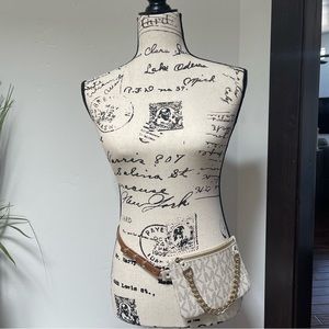 Michael Kors Vanilla Signature Logo Pull Chain Belt Bag